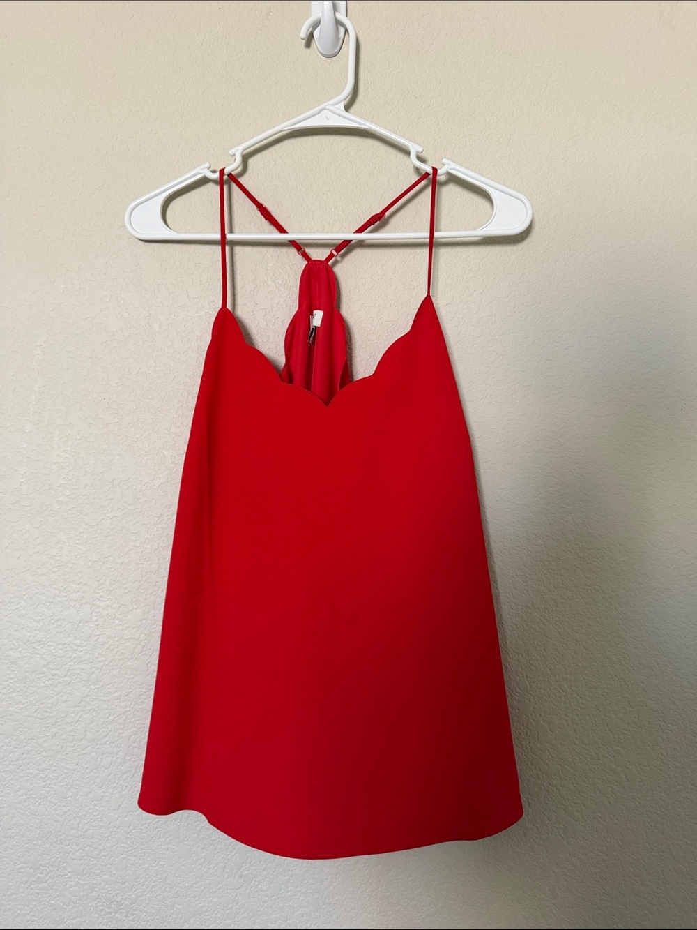 J. Crew Red Scalloped Spaghetti Strap Cami